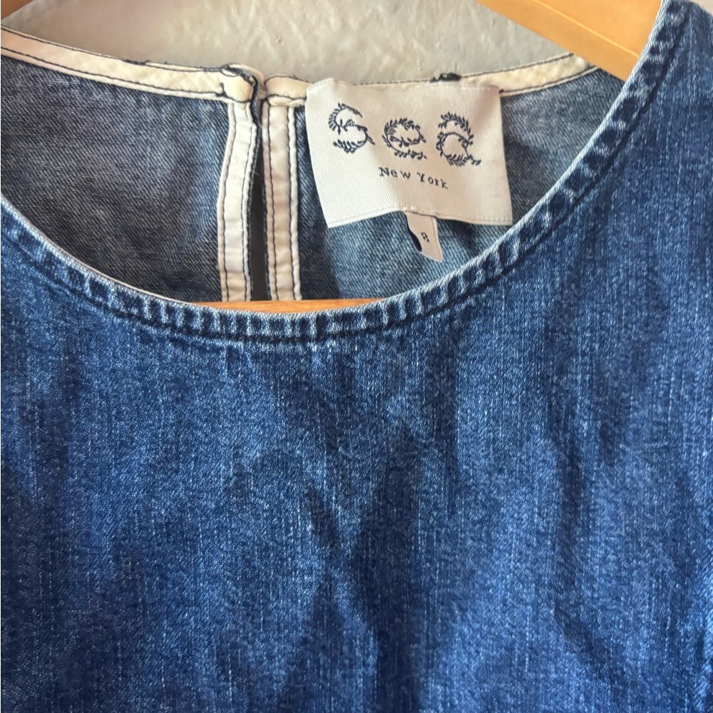 Sea New York Denim Ruffle Sleeve Blouse - Indigo Blue - Picture 2 of 6